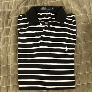 Vintage Polo by Ralph Lauren Black and White Striped Polo Shirt